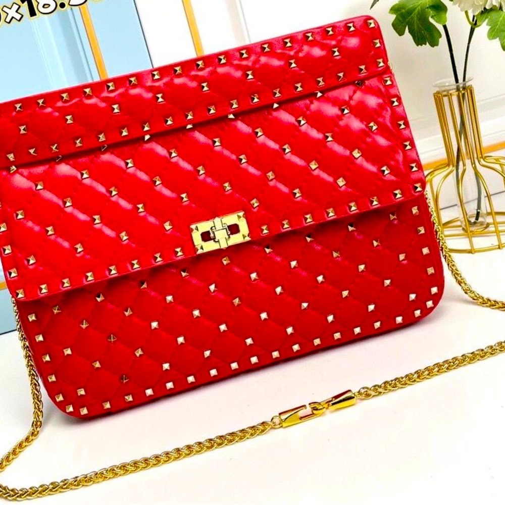 Red Quilted Chain Shoulder Bag